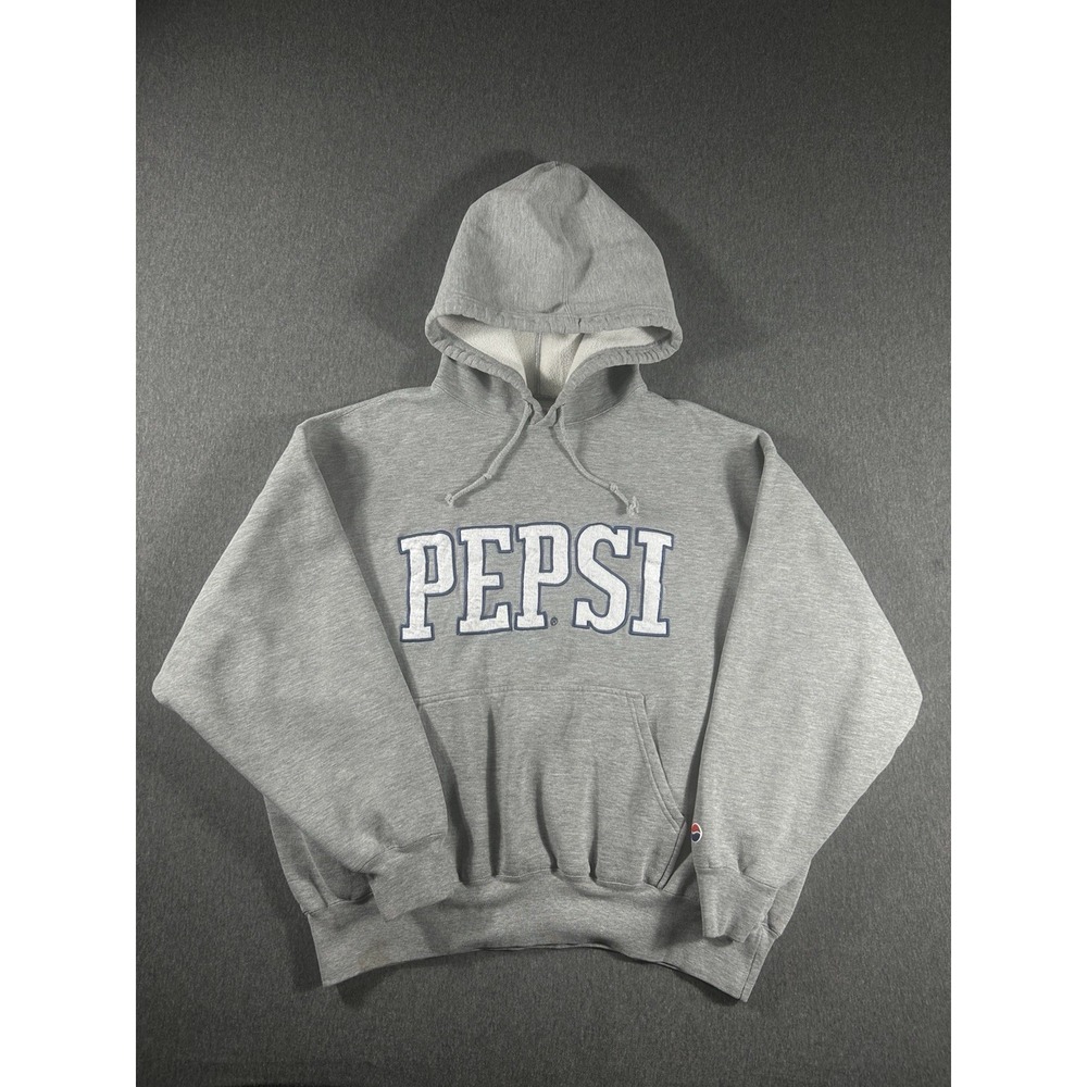 Vintage 90s Pepsi Spellout Embroidered Grey HoodieXL